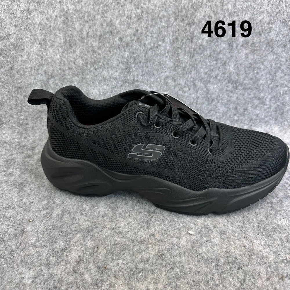 SKECHERS Stamina Airy SR Mens Size 8.5 Black Slip Resistant Sneakers New